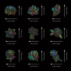 100pcs Holographic Flower & Leaf Stickers for Journals Bikes Helmets