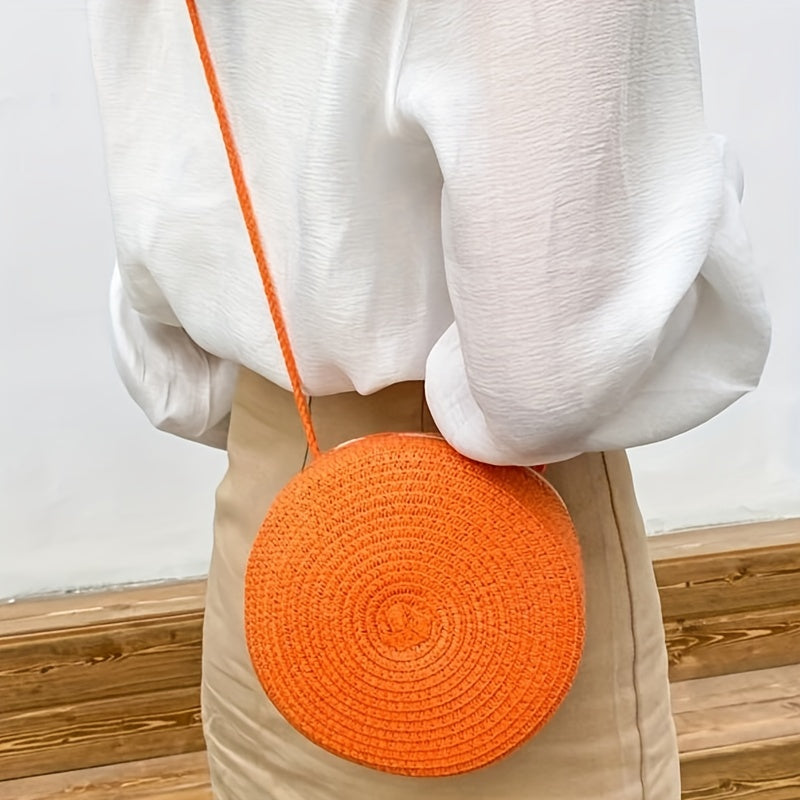 Woven Round Crossbody Bag Beach Handbag for Women