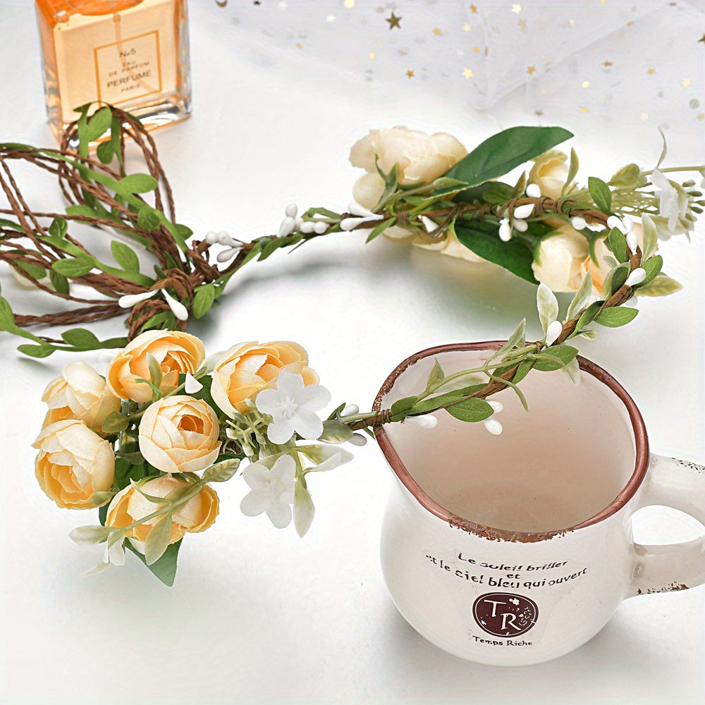 Girl's Fairy Fabric Faux Garland Christmas Party Headdress