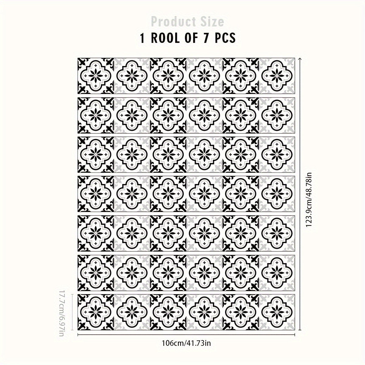 Boho Pattern Staircase Sticker 7pcs Waterproof Wallpaper 105x17