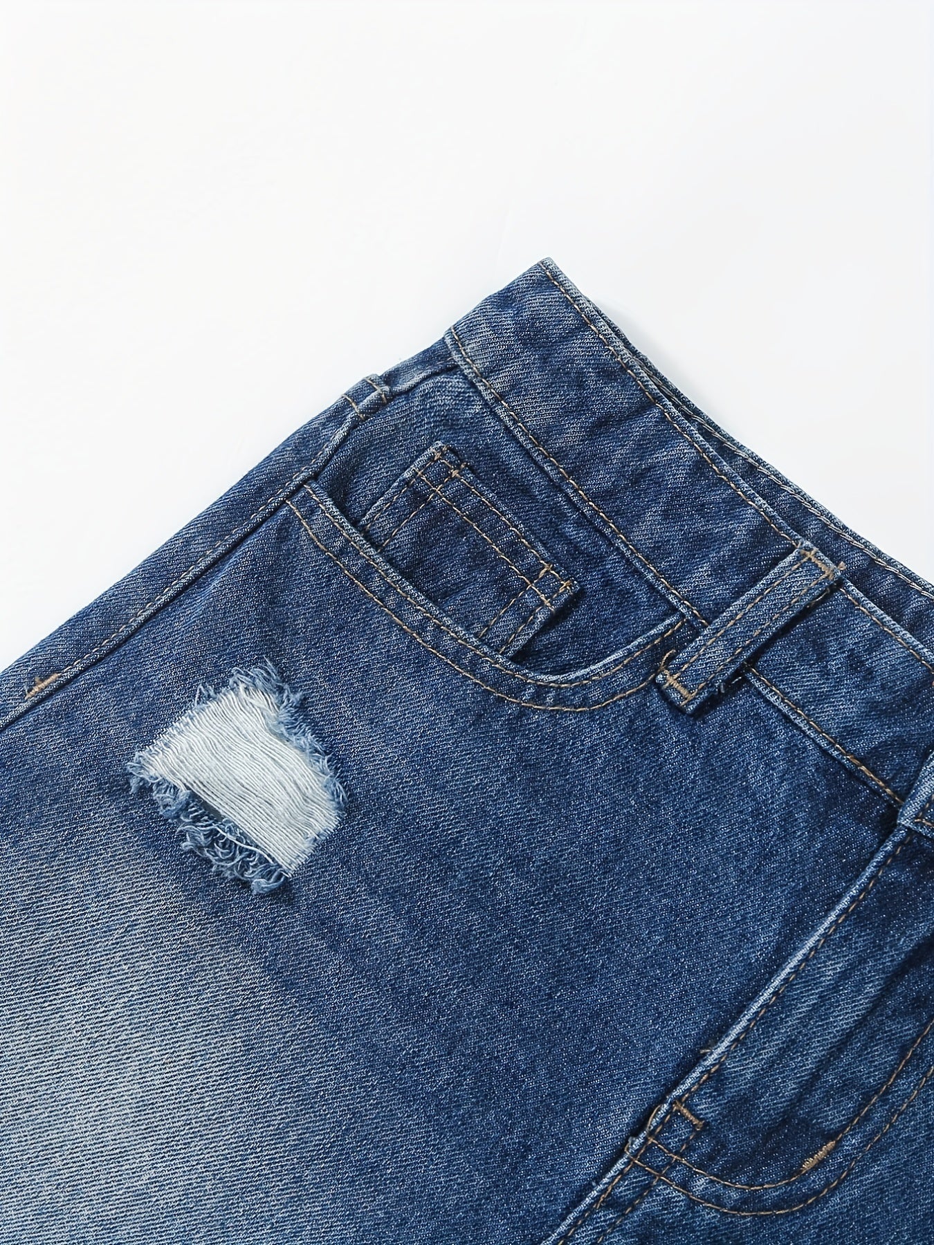 Girls' Ripped Roll Up Denim Shorts for Summer