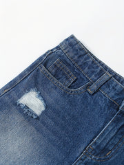 Girls' Ripped Roll Up Denim Shorts for Summer