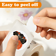 500 Vintage Halloween Vinyl Stickers Roll Pumpkin Witch Pack