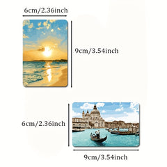 4PCS Flower Sunshine Fridge Magnets Sticker Landscape Decorative Magnetic