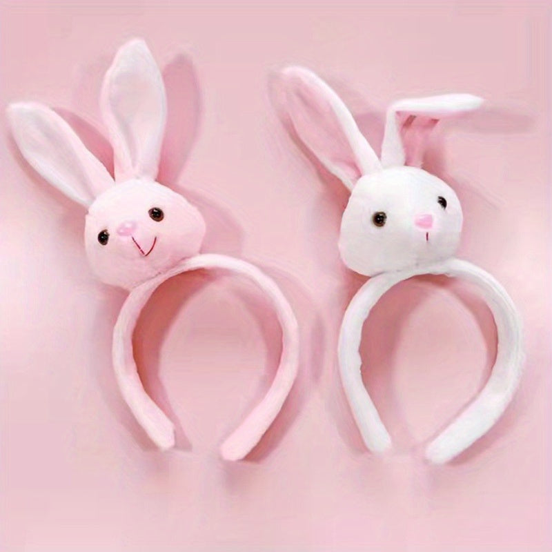 2pcs Plush Headband for Washing Face Spa Makeup Rabbit Ears Flower
