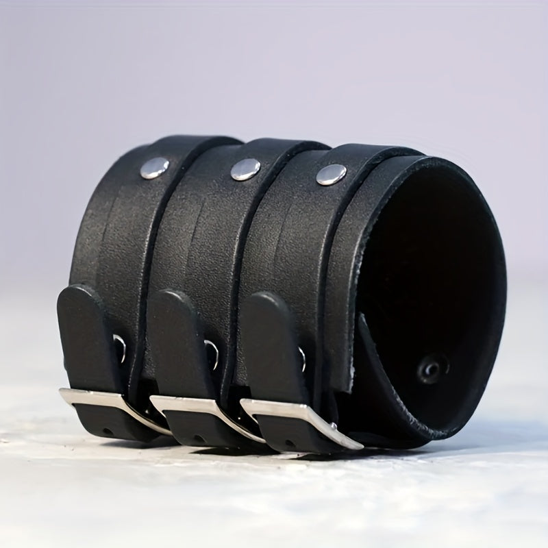 Men's Punk Leather Wristband Multilayer Bracelet