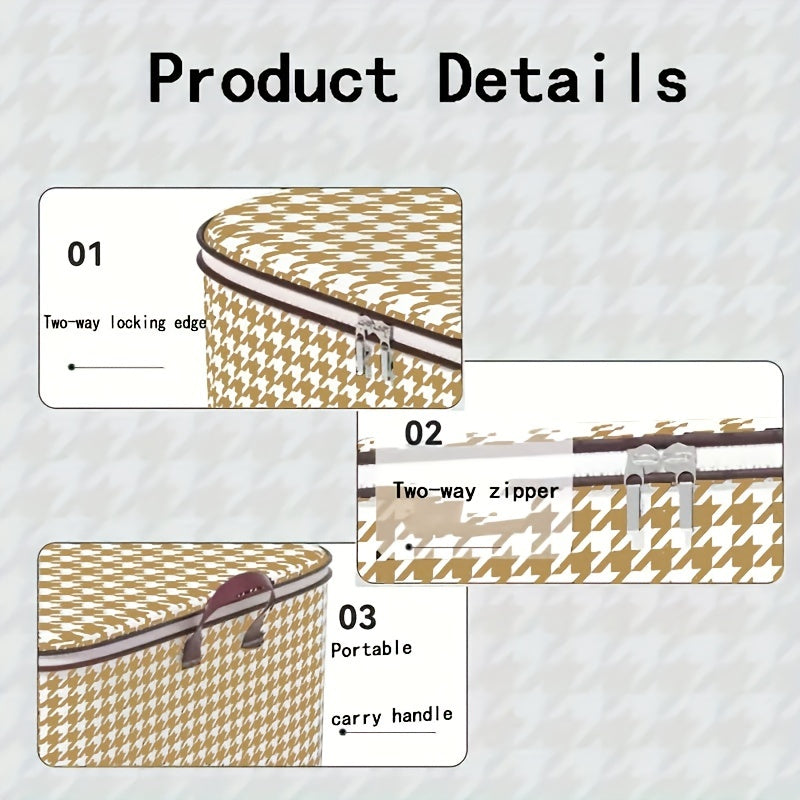 Houndstooth Quilt Clothes Organizer Lightweight Handheld Storage Bag