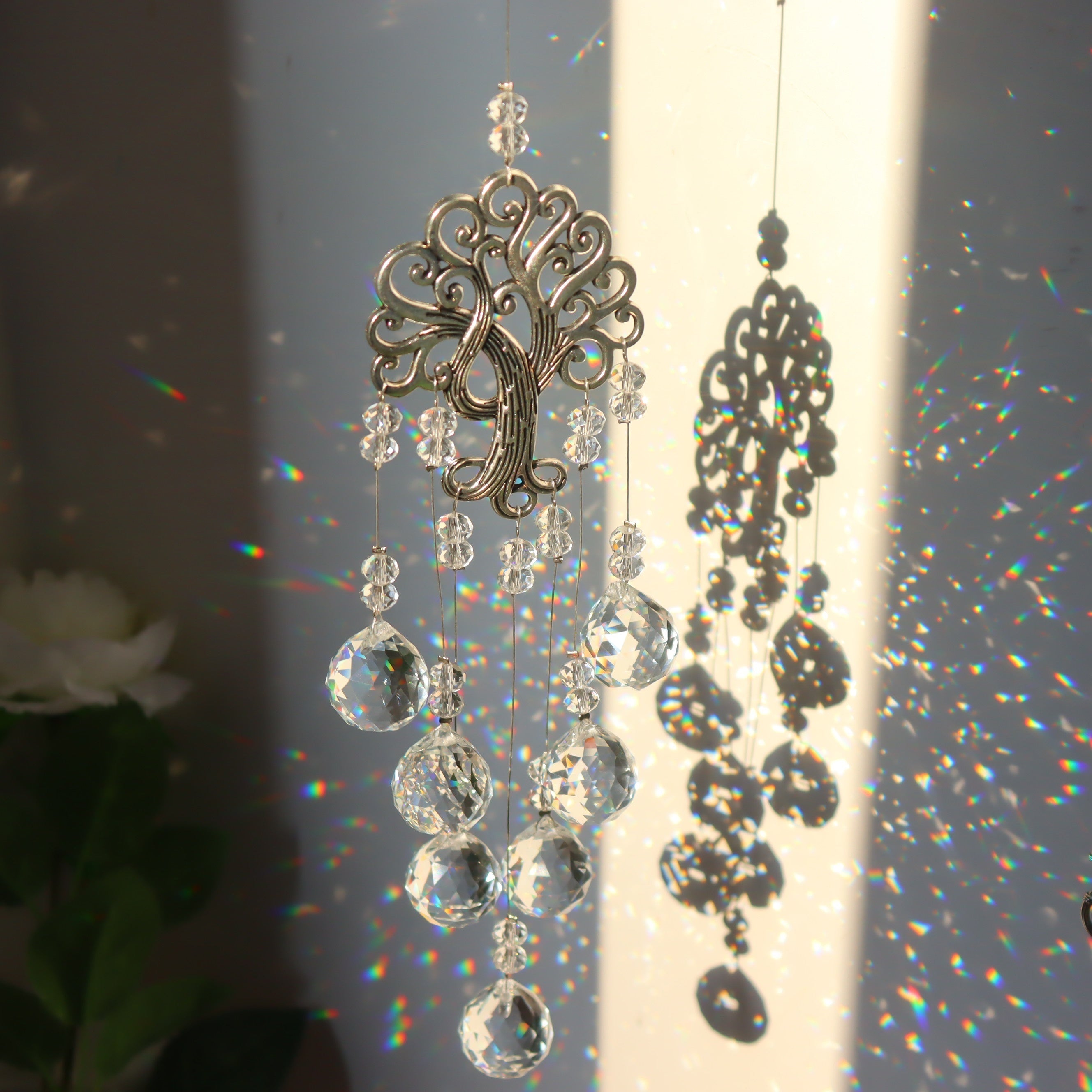 Vintage Tree Of Life Crystal Suncatcher Pendant