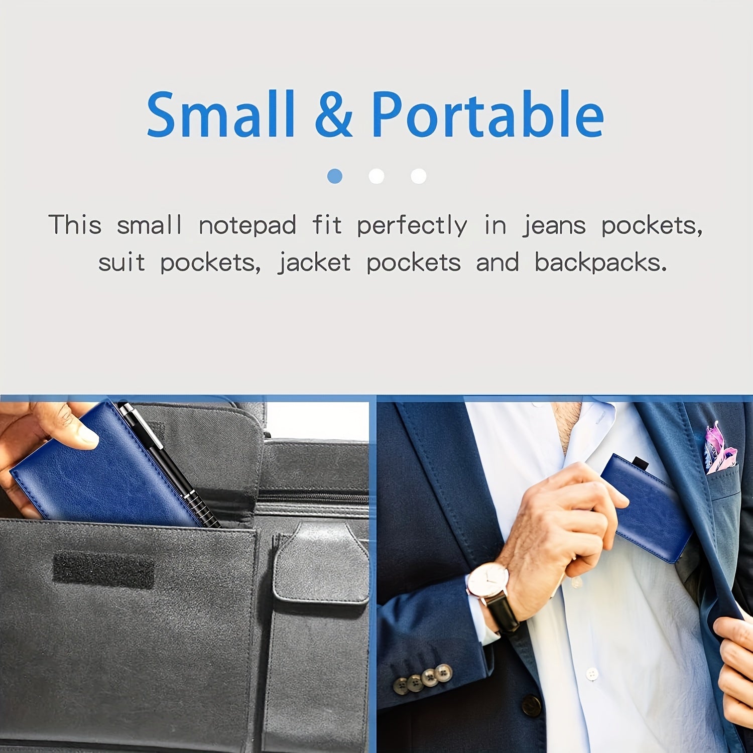 Faux Leather Pocket Notepad Holder Set with Pen College Rules Mini Notebook