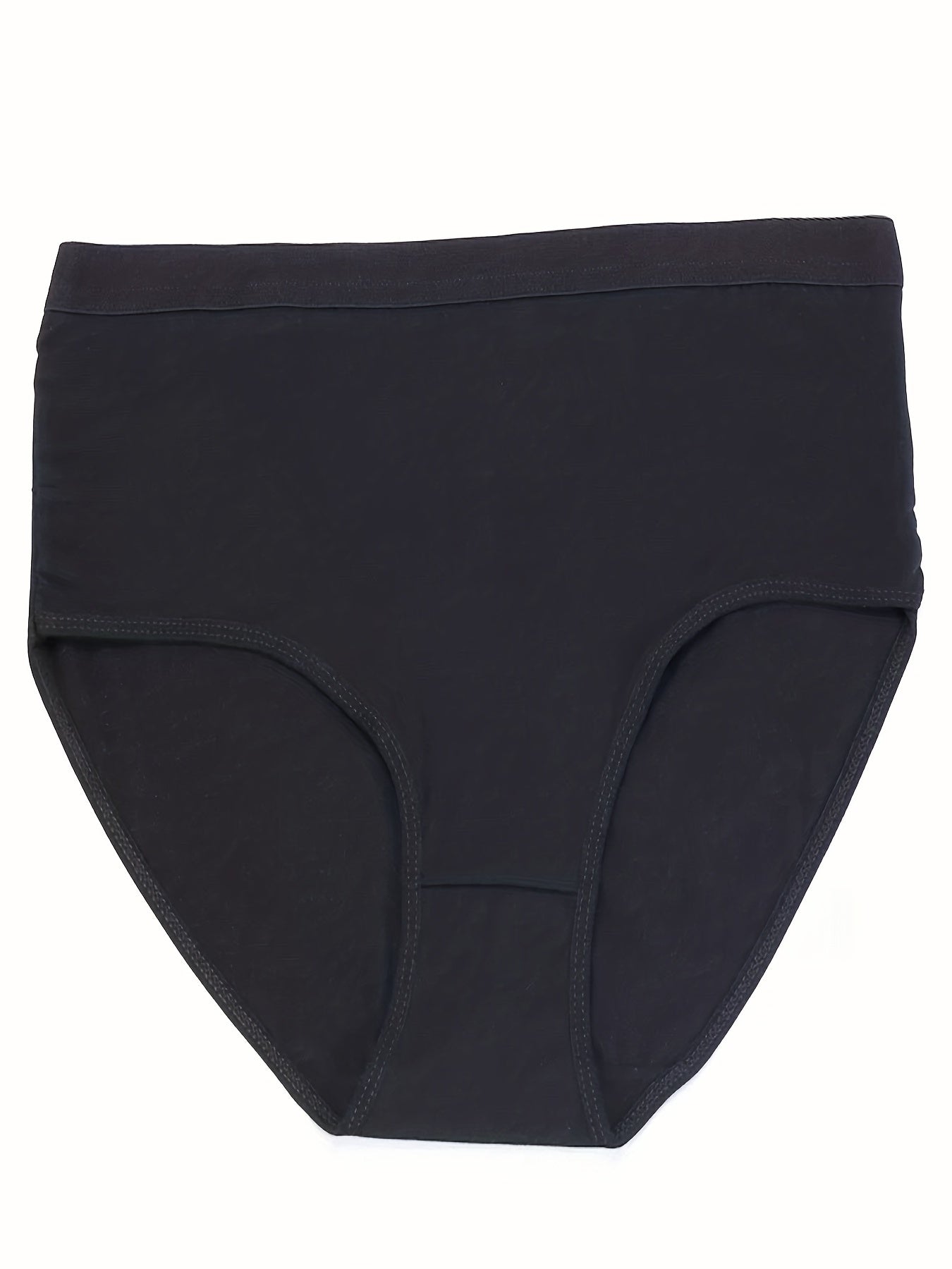 4 Pack Plus Size Basic Panties Set Women's Plus Solid Mid Waist