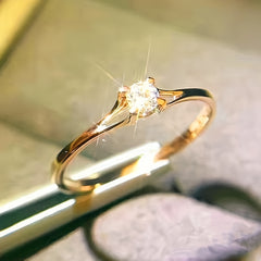 Classic 4 Prong Zircon Wedding Ring Women's Hand Jewelry Gift