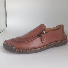 Men's Zipper Loafers Breathable Comfortable Anti-Skid Slip-On Shoes