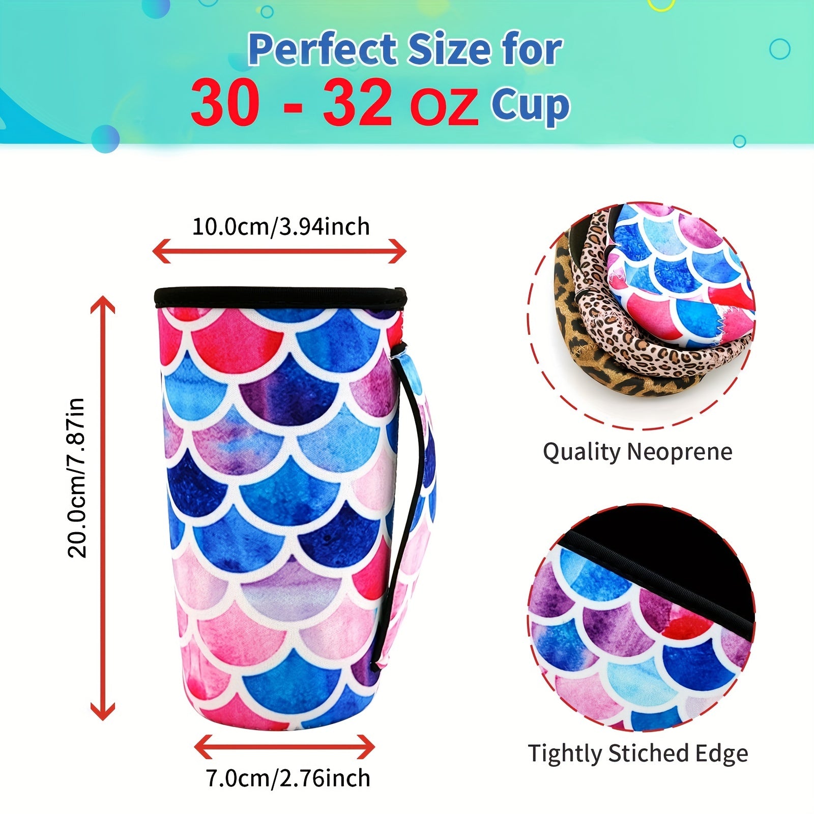 Reusable Coffee Cup Sleeve Insulated Keeps Drinks Hot Or Cold Fits 30oz Cups