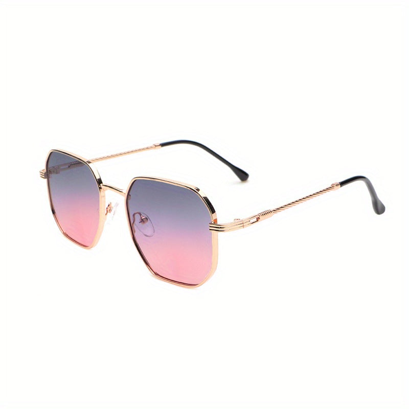 Metal Geometric Frame Sunglasses Vintage Hollow Temple UV400
