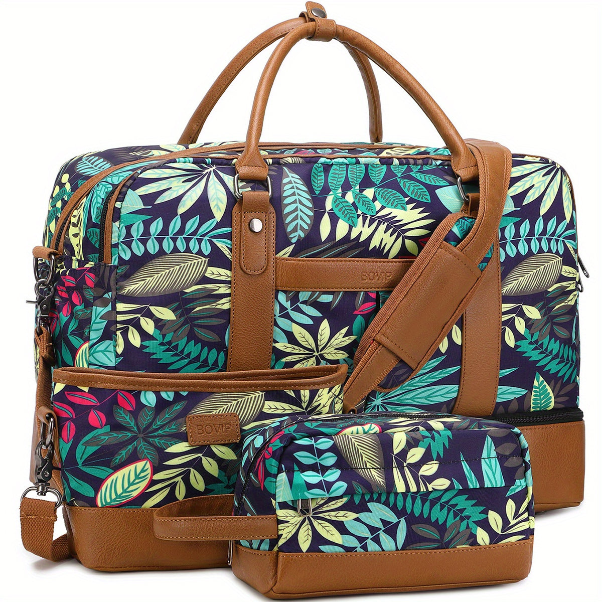 Large Capacity Lightweight Carry on Bag Set Canvas Luggage Weekender Gym Bag