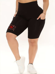  Flag Print High Waist Biker Shorts