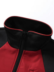 Men's Zip Up Jacket and Stretch Pants Set with Zipper Pockets