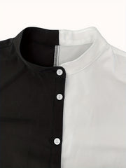  Colorblock Button Up Long Sleeve Top
