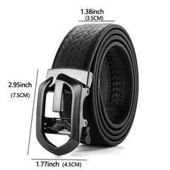 Men's Cowhide Belt w/Automatic Buckle Classic Woven Pattern