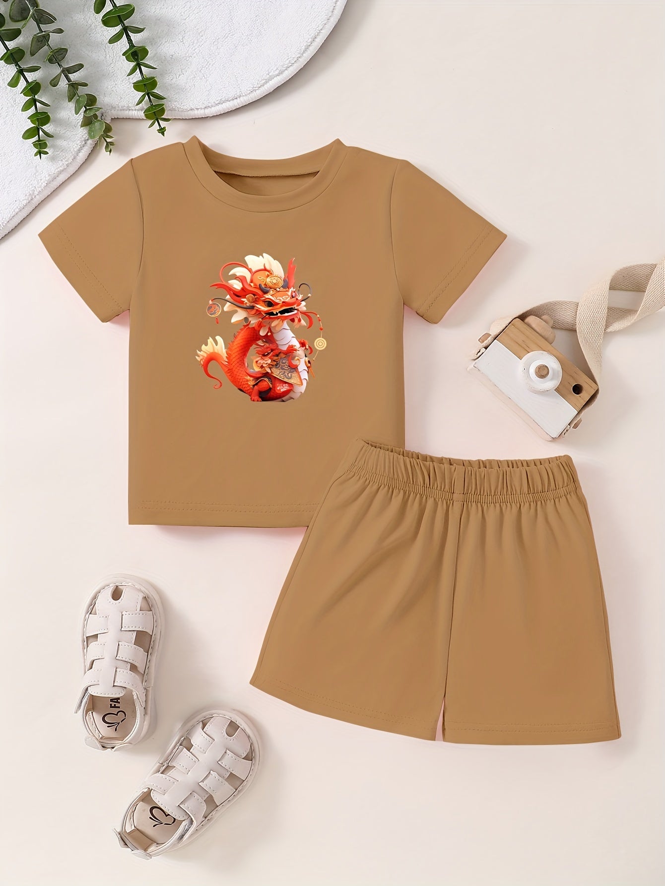 Toddler Cartoon Pattern T shirt & Shorts Set
