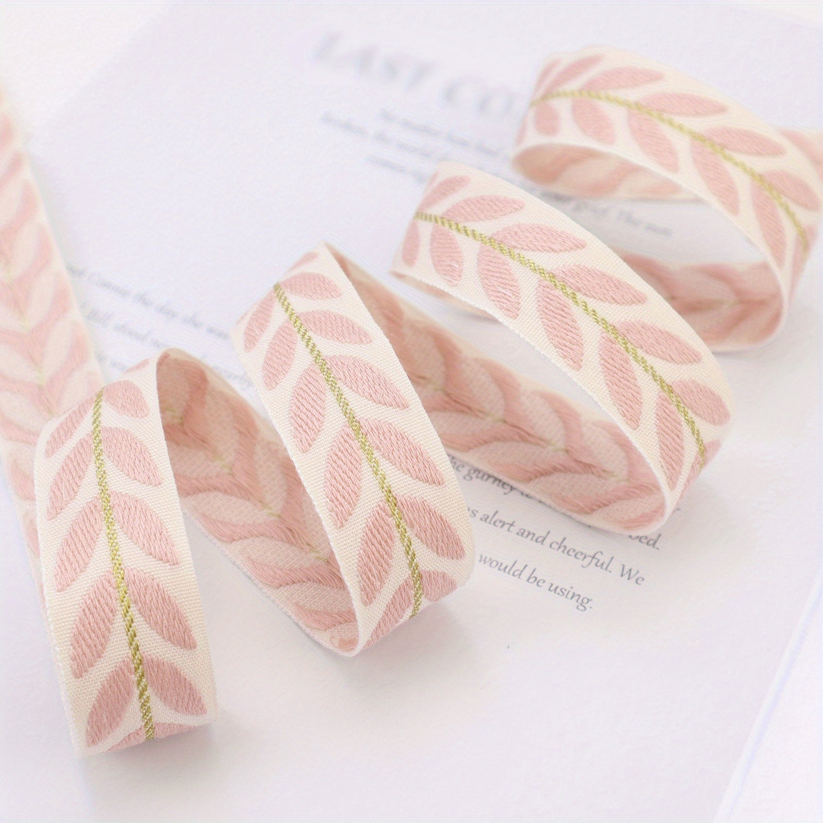 2 Yards Embroidery Ribbon Leaf Trim Sewing DIY Crafts Gift Packaging