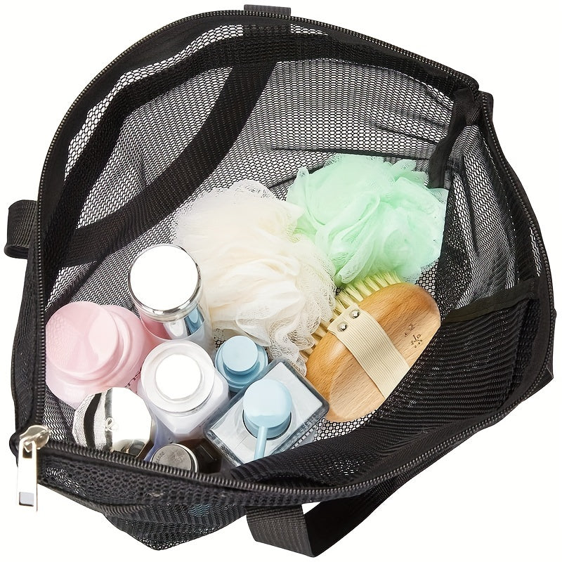 Quick Dry Mesh Shower Bag with Zipper and Inner Pouch