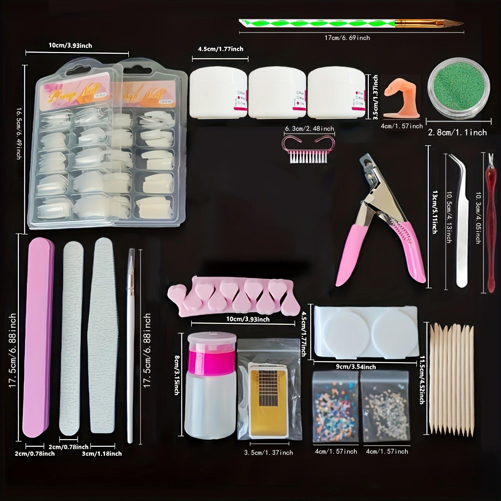 Glitter Acrylic Powder Nail Extension Set - Beginner's Nail Kit