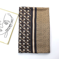 Geometric Ring Print Scarf Block Shawl Frayed Edge Windproof Head Wrap