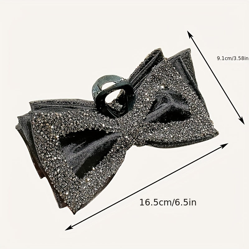 Large Bow Hair Claw Rhinestone Brimmed Bowknot Hair Claw