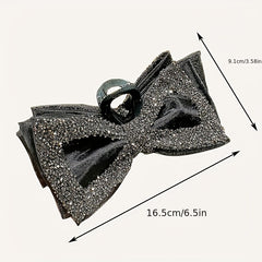 Large Bow Hair Claw Rhinestone Brimmed Bowknot Hair Claw