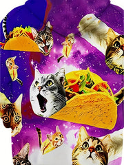 Funny Cat Food 3D Print Boys Casual Pullover Long Sleeve Hoodies