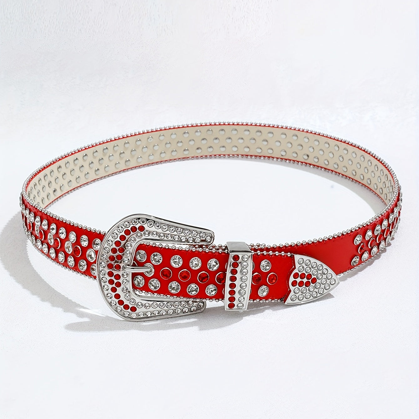 Y2K Red Rhinestone Belt Western Cowgirl