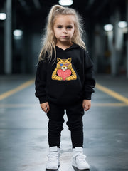 OERYUI I LOVE YOU Kitty Hoodies Pants Set For Spring Fall
