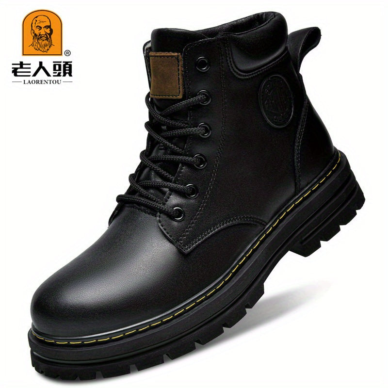 Men's Lace up Service Boots Casual Leather Walking Shoes