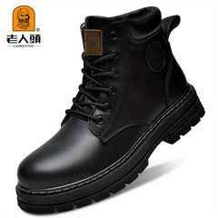 Men's Lace up Service Boots Casual Leather Walking Shoes