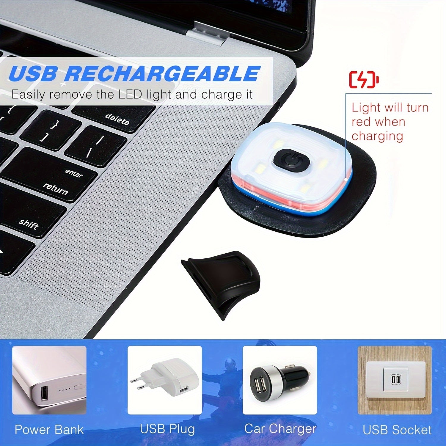 USB Rechargeable Light for LED Beanie Hat Craft Kits