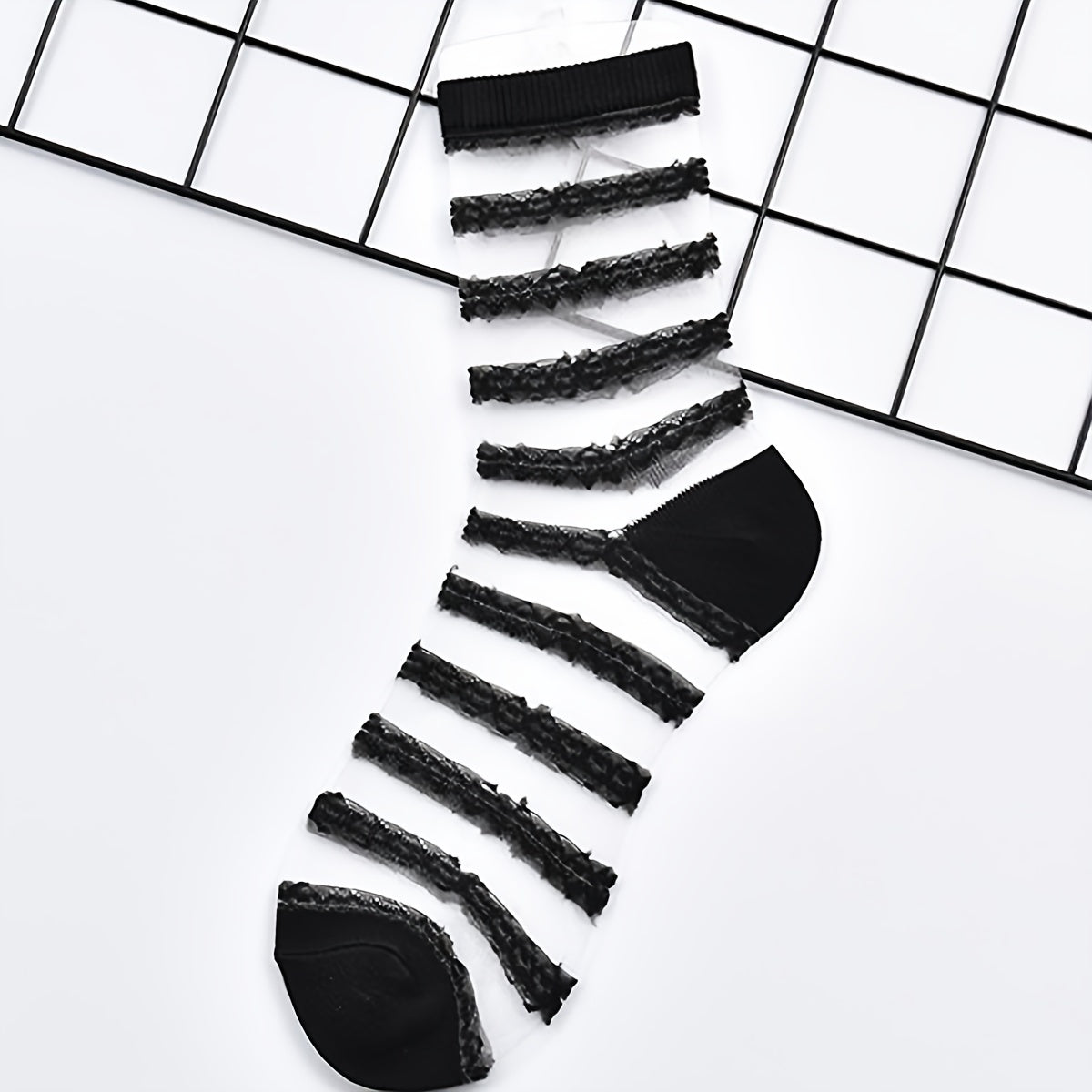5 Pairs Lace Crew Socks & Comfortable Mesh Stockings Women's Socks