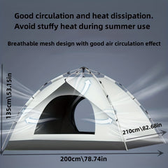 Waterproof Tent for 3-4 People, Ideal for Camping, Beach and Picnics