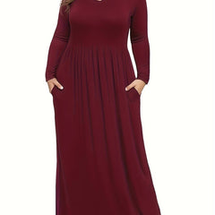  Long Sleeve Maxi Dress With Pockets