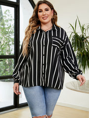  Striped Loose Fit Shirt Women's Casual Blouse