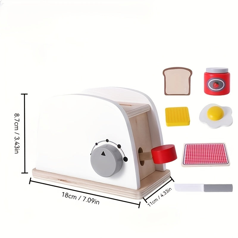 Wooden Toy Set Pop-up Toaster & Coffee Machine Set for Kids