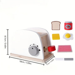 Wooden Toy Set Pop-up Toaster & Coffee Machine Set for Kids