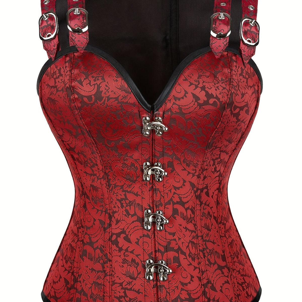Jacquard Strapless Corset Bustier Retro Style Lace Up Body Shaper