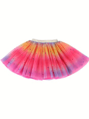 Sequin Rainbow Tutu Skirt Performance Dance Skirt Kids Clothes
