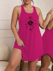  Gothic Eyeball & Moon Star Print Tank Nightdress