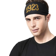 Men's Sports Headband Vintage 1923 Golden Number Breathable Workout Headband