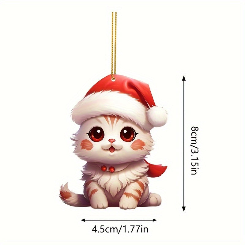 Cat Christmas 2D Hanging Ornament Xmas Tree Decoration
