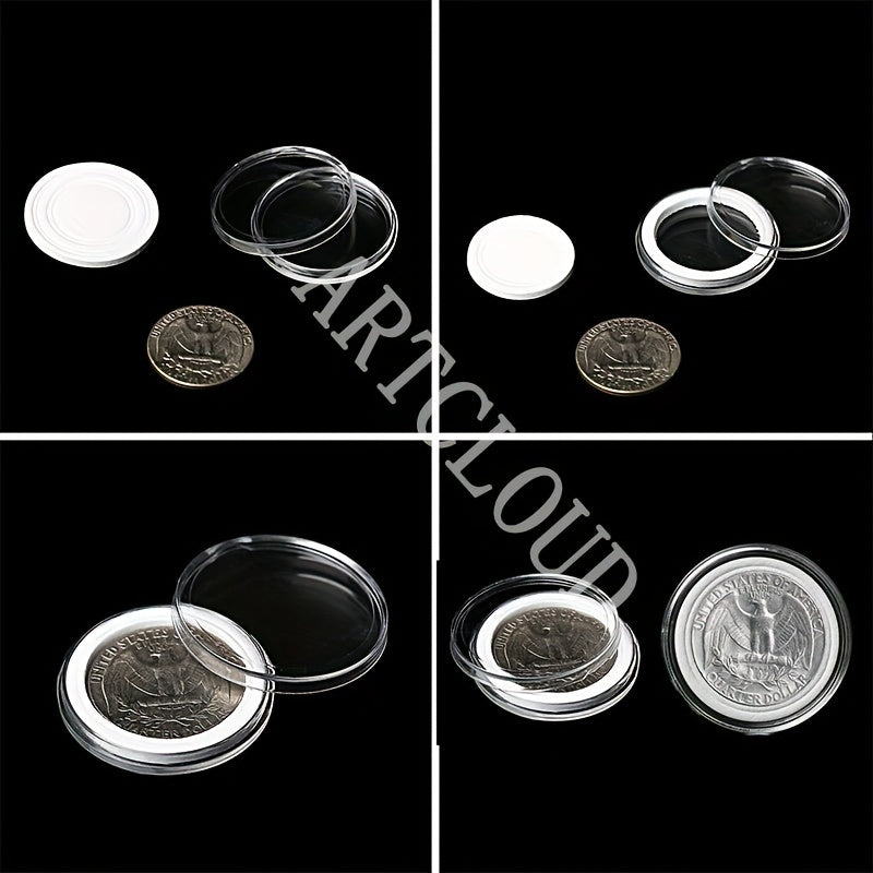 100 Pcs 30mm Coin Capsules & 5 Sizes Gasket Holder Case with Organizer Box