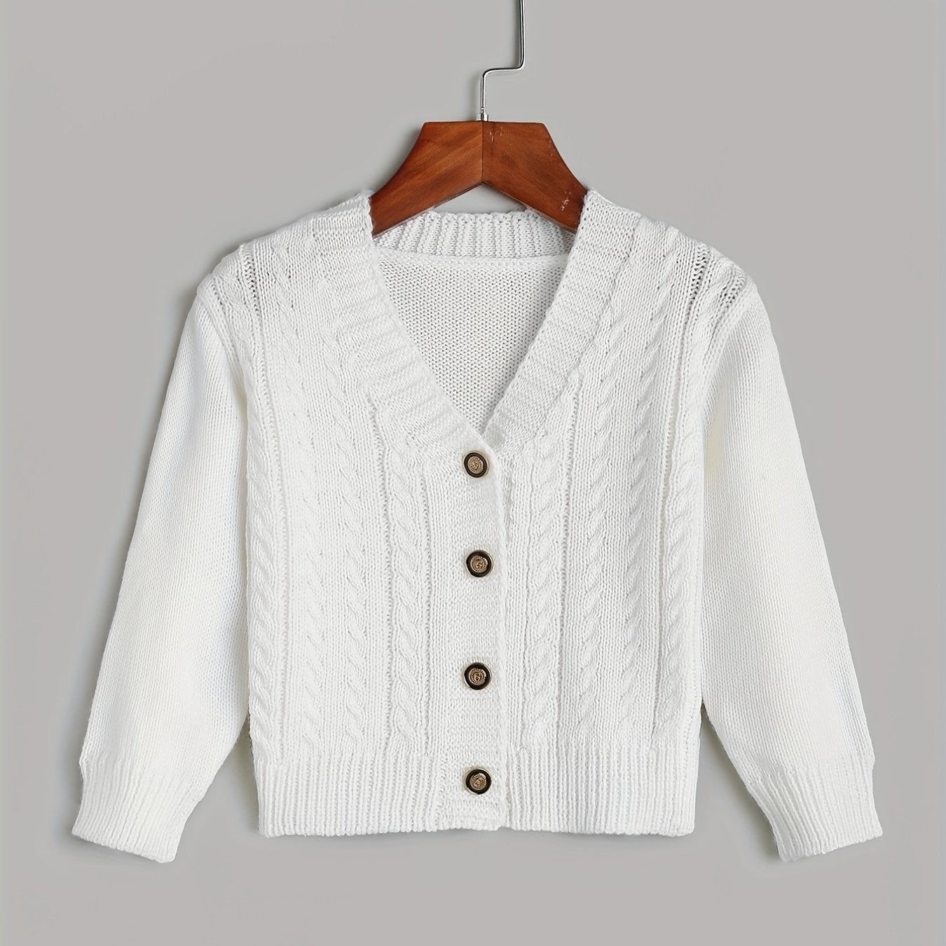 Kids Button V neck Knit Cardigan Sweater Coat Top For Toddlers
