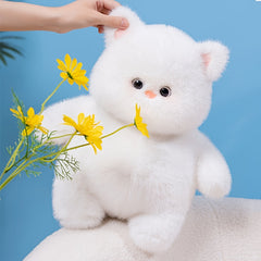 Chubby Cat Plush Toy Realistic Soft Stuffed Animal Fluffy Fur Cuddly Gift